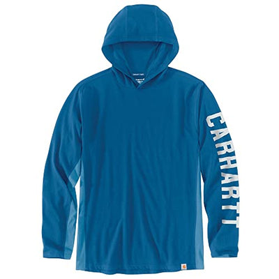 Carhartt 105481 Men's Force Relaxed Fit Midweight Long-Sleeve Logo Graphic Hood - XXX-Large - Marine Blue