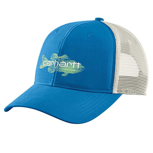Carhartt 105694 Men's Canvas Mesh-Back Fish Graphic Cap - One Size Fits All - Azure Blue
