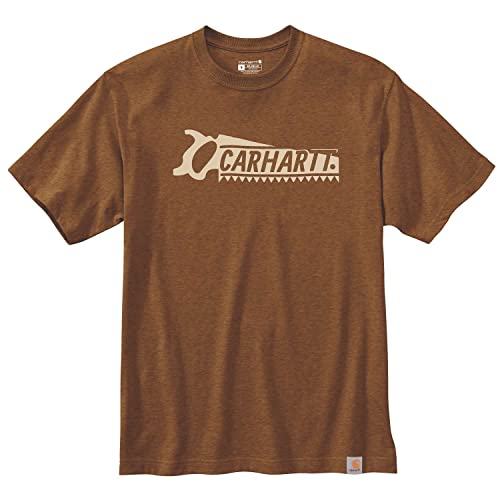 Carhartt 105181 Men's Relaxed Fit Heavyweight Short Sleeve Saw Graphic T-Shirt - XX-Large - Brown