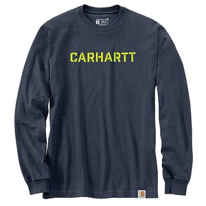 Carhartt 105951 Men's Loose Fit Heavyweight Long-Sleeve Logo Graphic T-Shirt - 3X-Large Regular - Bluestone