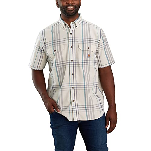 Carhartt 105175 Men's Loose Fit Midweight Short Sleeve Plaid Shirt - X-Large - Malt