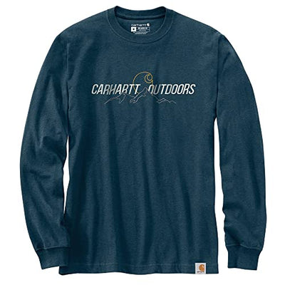 Carhartt 105427 Men's Relaxed Fit Heavyweight Long-Sleeve Outdoors Graphic T-Sh - XXX-Large - Night Blue Heather