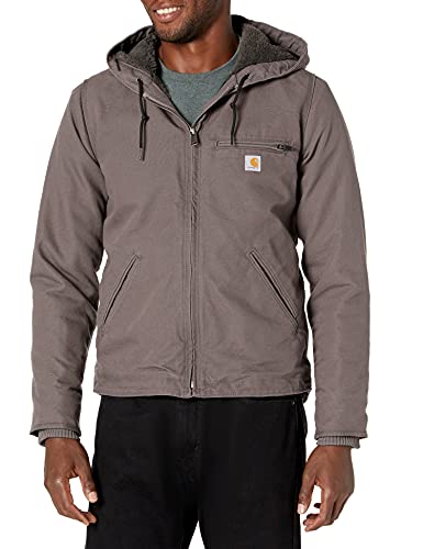 Carhartt 104292 Women's Loose Fit Washed Duck Sherpa Lined Jacket, Taupe Gray, Small