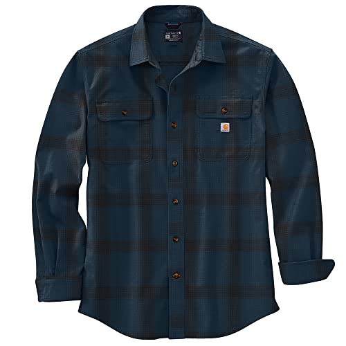 Carhartt 105439 Men's Loose Fit Heavyweight Flannel Long-Sleeve Plaid Shirt - XXX-Large - Night Blue
