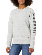Carhartt 104410 Women's Relaxed Fit Midweight Crewneck Block Logo Sleeve Graphic Sweatshirt