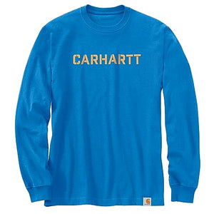 Carhartt 105951 Men's Loose Fit Heavyweight Long-Sleeve Logo Graphic T-Shirt - 3X-Large Regular - Blue Glow