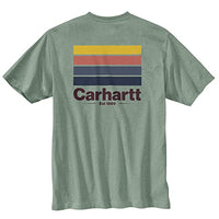 Carhartt 105713 Men's Relaxed Fit Heavyweight Short-Sleeve Pocket Line Graphic - 2X-Large Tall - Jade Heather