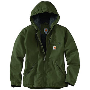 Carhartt 104292 Women's Loose Fit Washed Duck Sherpa Lined Jacket, Basil, Large