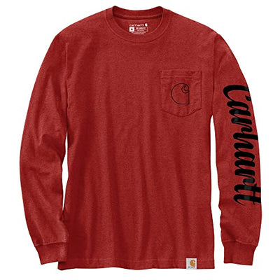 Carhartt 105421 Men's Relaxed Fit Heavyweight Long-Sleeve Pocket C Graphic T-Sh - XX-Large - Chili Pepper Heather