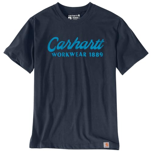 Carhartt 106158 Men's Loose Fit Heavyweight Short-Sleeve Script Graphic T-Shirt - 3X-Large Regular - Navy