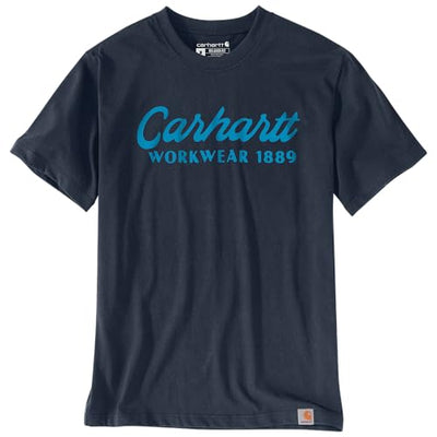 Carhartt 106158 Men's Loose Fit Heavyweight Short-Sleeve Script Graphic T-Shirt - 3X-Large Regular - Navy