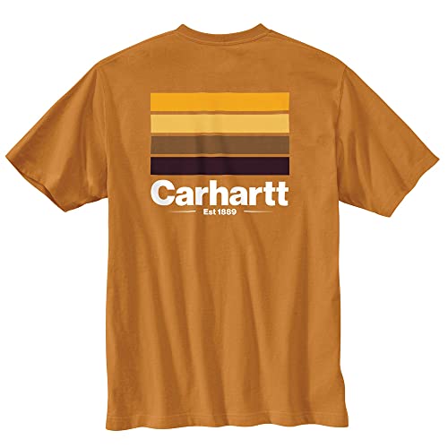 Carhartt 105713 Men's Relaxed Fit Heavyweight Short-Sleeve Pocket Line Graphic - 2X-Large Tall - Golden Oak