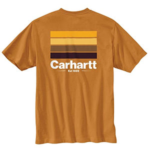 Carhartt 105713 Men's Relaxed Fit Heavyweight Short-Sleeve Pocket Line Graphic - Golden Oak, X-Large Big Tall