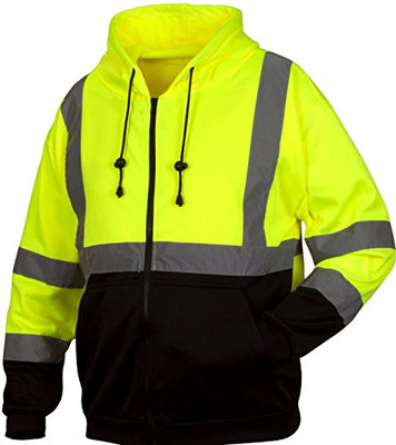 Pyramex RSZH3210 Hi-Vis Lime Safety Zipper Sweatshirt with Black Bottom
