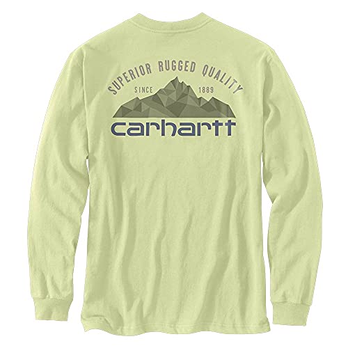 Carhartt 105058 Men's Relaxed Fit Heavyweight Long-Sleeve Pocket Mountain Graph - 3X-Large Regular - Pastel Lime