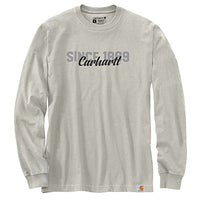 Carhartt 105424 Men's Relaxed Fit Heavyweight Long-Sleeve Script Graphic T-Shir - Large Regular - Malt