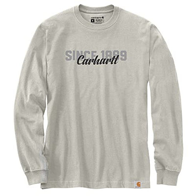 Carhartt 105424 Men's Relaxed Fit Heavyweight Long-Sleeve Script Graphic T-Shir - 2X Tall - Malt