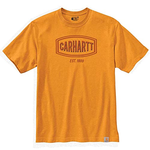 Carhartt 105185 Men's Loose Fit Heavyweight Short-Sleeve Logo Graphic T-Shirt - Medium Regular - Marigold Heather