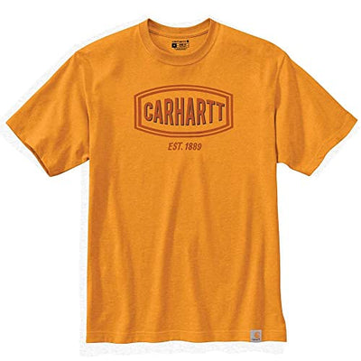Carhartt 105185 Men's Loose Fit Heavyweight Short-Sleeve Logo Graphic T-Shirt - Medium Regular - Marigold Heather