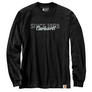 Carhartt 105424 Men's Relaxed Fit Heavyweight Long-Sleeve Script Graphic T-Shir - Small Regular - Black