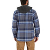 Carhartt 105938 Men's Rugged Flex Relaxed Fit Flannel Fleece Lined Hooded Shirt Jac, Navy