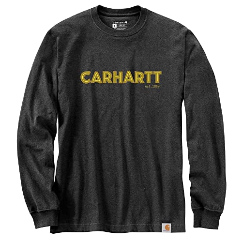 Carhartt 105422 Men's Loose Fit Heavyweight Long-Sleeve Logo Graphic T-Shirt - X-Large Regular - Carbon Heather