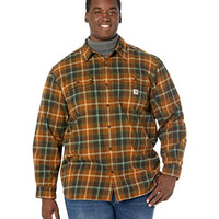 Carhartt 105439 Loose Fit Heavyweight Flannel Long Sleeve Plaid Shirt Oiled Walnut 2XL (Reg)