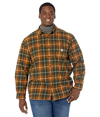 Carhartt 105439 Loose Fit Heavyweight Flannel Long Sleeve Plaid Shirt Oiled Walnut 2XL (Reg)