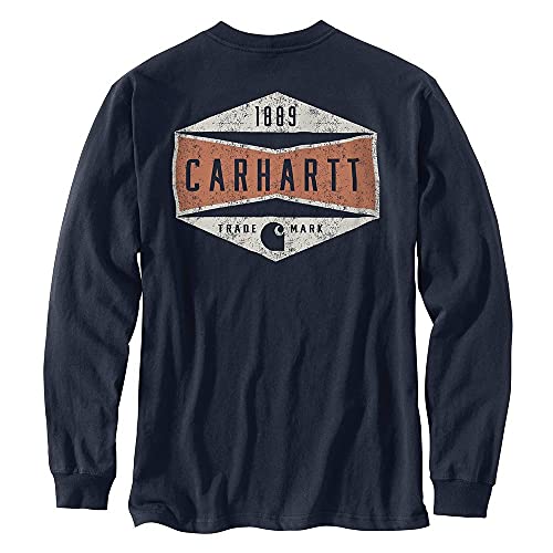 Carhartt 104893 Men's Relaxed Fit Heavyweight Sleeve Logo Graphic T-Shirt - X-Large Tall - Navy