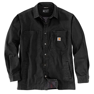 Carhartt 105532 Men's Rugged Flex Relaxed Fit Canvas Fleece-Lined Snap-Front Shirt Jac