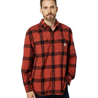 Carhartt 105439 Men's Loose Fit Heavyweight Flannel Long-Sleeve Plaid Shirt - X-Large - Chili Pepper
