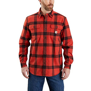 Carhartt 105439 Men's Loose Fit Heavyweight Flannel Long-Sleeve Plaid Shirt - X-Large Tall - Chili Pepper
