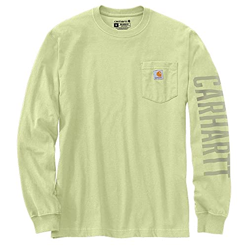 Carhartt 105041 Men's Relaxed Fit Heavyweight Long-Sleeve Pocket Logo Graphic T - 2X-Large Tall - Pastel Lime