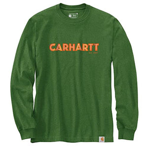 Carhartt 105422 Men's Loose Fit Heavyweight Long-Sleeve Logo Graphic T-Shirt - Large Regular - Arborvitae Heather