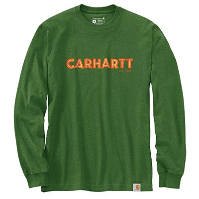Carhartt 105422 Men's Loose Fit Heavyweight Long-Sleeve Logo Graphic T-Shirt - X-Large Tall - Arborvitae Heather