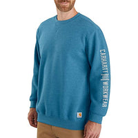 Carhartt 104441 Men's Midweight Crewneck Logo Graphic Sweatshirt - Medium - Ocean Blue Heather