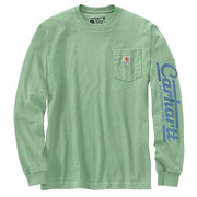 Carhartt 106041 Men's Relaxed Fit Heavyweight Long-Sleeve Pocket Script Sleeve - Small Regular - Aventurine