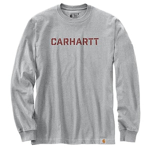 Carhartt 105951 Men's Loose Fit Heavyweight Long-Sleeve Logo Graphic T-Shirt - 3X-Large Regular - Heather Gray