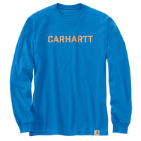 Carhartt 105951 Men's Loose Fit Heavyweight Long-Sleeve Logo Graphic T-Shirt - Large Regular - Blue Glow