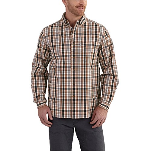 Carhartt 102278  Men's Essential Plaid Button Down Long Sleeve Shirt - 2X Regular - Charcoal