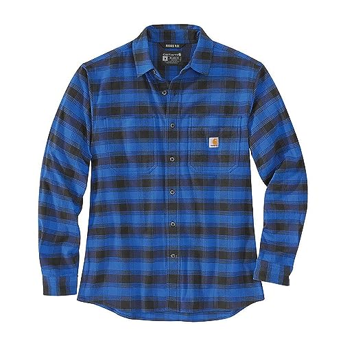 Carhartt 105945 Men's Rugged Flex Relaxed Fit Midweight Flannel Long-S - 2X-Large Tall - Glass Blue