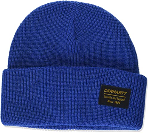 Carhartt Men's Knit Outdoor Patch Beanie, Night Blue/Alpine Blue Marl, OFA  at  Men's Clothing store