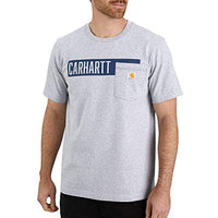 Carhartt 104180 Men's Relaxed Fit Stripe Graphic Pocket T-Shirt - 2X-Large Regular - Heather Gray