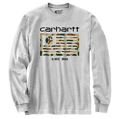 Carhartt 105429 Men's Relaxed Fit Midweight Long-Sleeve Camo Flag Graphic T-Shirt