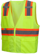 Pyramex RVZ2310 Hi-Viz All Mesh Safety Vest with Contrasting Reflective Tape, Lime, 4XL