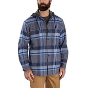 Carhartt 105938 Men's Big & Tall Rugged Flex Relaxed Fit Flannel Fleece Lined Hooded Shirt Jac, Navy