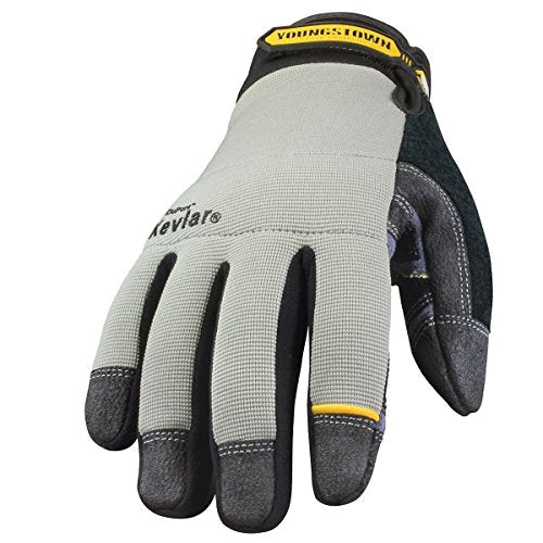 YOUNGSTOWN GLOVES 05-3080-70 General Utility Work Gloves - Puncture and Cut Resistant Kevlar with Non-Slip Palm - Comfortable Heavy Duty Hand Protection - High Dexterity and Grip Mens Safety Gloves