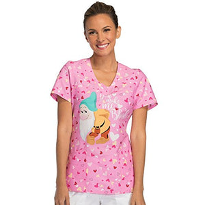 Cherokee Tooniforms TF641 Women's V-Neck Snow White Print Scrub Top XXX-Large