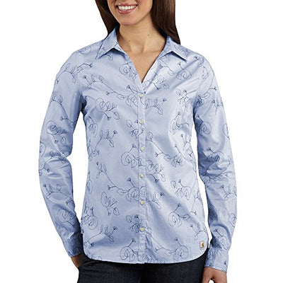 Carhartt WS014 Button-Front Woven Shirt Women's WS014 Women's Embroidered Blue