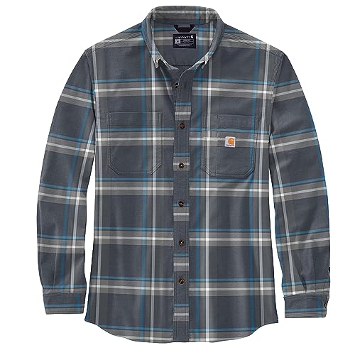 Carhartt 105945 Men's Rugged Flex Relaxed Fit Midweight Flannel Long-S - 2X-Large Regular - Navy